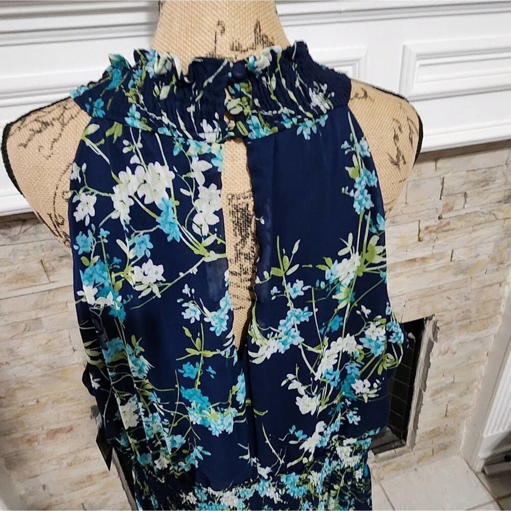 TAYLOR Serena floral Printed Chiffon Smocked halter Maxi Dress plus size 20 new - Picture 4 of 12